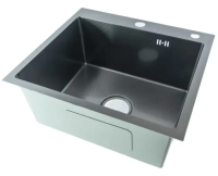 Изображение Мойка врезная 3,0мм Fmark 55х45 графит глубина 200мм в комплекте сифон Fmark (арт. FSC5545Q)
