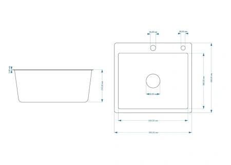 Мойка врезная 3,0мм Fmark 55х45 сатин глубина 200мм в комплекте сифон Fmark (арт. FSC5545L) оптом от компании Аквалига
