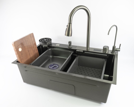 Мойка врезная 3,0мм Fmark 75х46 графит глубина 220мм Fmark (арт. FSC002Q) оптом от компании Аквалига
