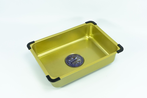 Мойка врезная 3,0мм Fmark 75х46 матовое золото графит глубина 220мм Fmark (арт. FSC002C) оптом от компании Аквалига
