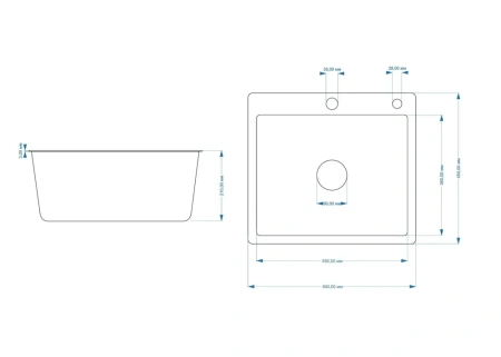 Мойка врезная 3,0мм Fmark 60х45 сатин глубина 200мм в комплекте сифон Fmark (арт. FSC6045L) оптом от компании Аквалига
