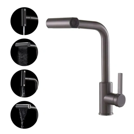 Смеситель для кухни однорычажный Pursh высокий излив графит Pursh (арт. R64300H1)