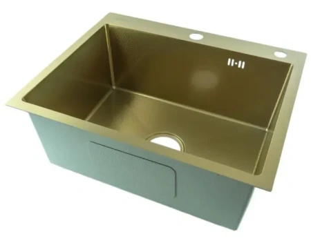 Мойка врезная 3,0мм Fmark 50х45 матовое золото глубина 200мм в комплекте сифон Fmark (арт. FSC5045C) оптом от компании Аквалига
