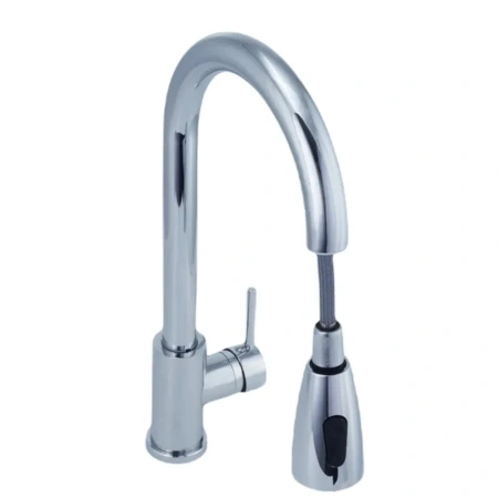 Смеситель для кухни однорычажный Pursh высокий излив с выдвижной лейкой Pursh (арт. R61300)