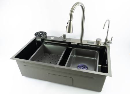 Мойка врезная 3,0мм Fmark 75х46 графит глубина 220мм Fmark (арт. FSC002Q) оптом от компании Аквалига
