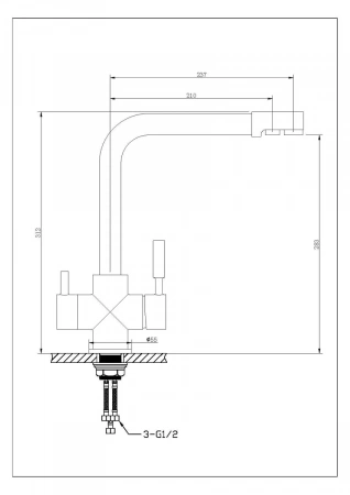 Смеситель для кухни Feinise на гайке для фильтра питьевой воды серый FEINISE (арт. S9033-5)