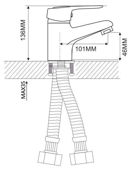 Смеситель для раковины Ammore однорычажный Ammore (арт. A1040)