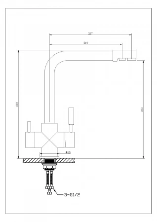 Смеситель для кухни Feinise на гайке для фильтра питьевой воды черный латунь FEINISE (арт. S9033-8)