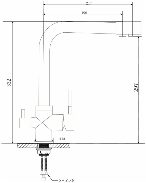 Смеситель для кухни Feinise на гайке для фильтра питьевой воды песочный FEINISE (арт. S9040-12)